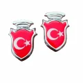 BUĞZ Türk Bayraklı  Arma Damla Etiket Kırmızı 2li