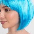  Turkuaz Açık Mavi Renk Düz Kesim Kısa Küt Parti Peruğu
