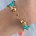 BUĞZ Turkuaz Renk Kar Tanesi Figür Zincir Detay İpli Çoklu Bileklik