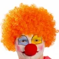  Turuncu Renk Kıvırcık Afro Bonus Peruk Takma Saç ve Kırmızı Burun Seti