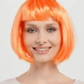BUĞZ Turuncu Renk Küt Parti Peruğu Kısa Takma Saç