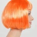  Turuncu Renk Parti Peruğu Küt Saç