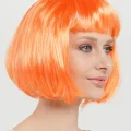 BUĞZ Turuncu Renk Parti Peruğu Küt Saç - BUĞZ