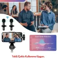 BUĞZ Type-C Çiftli Kablosuz Yaka Mikrofon Seti Telefon Vlog Canlı Yayın TikTok YouTube Uyumlu