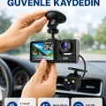 BUĞZ Üç Kameralı Araç İçi Kayıt Sistemi Full HD Gece Görüşlü ve G-Sensör Destekli