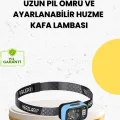 BUĞZ Üç Renkli LED Kafa Feneri 53 Mod Güç Göstergeli Type C Şarjlı