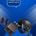  Ucuz Kaliteli Akıllı Saat ve Powerbank Bluetooth Kulaklık 5.1 Stereo ANC Özelliği