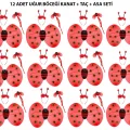 BUĞZ Uğur Böceği Kostüm Seti - Kanat, Taç, Asa 12 Adet