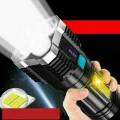 BUĞZ Ultra Parlak El Feneri Usb Şarj 4 Led+Yan Cob Led Taktik Günlük Hayat Kamp Avcılık El Feneri