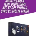  Unısex Yuvarlak Ekranlı 7 Kordonlu Akıllı Saat GPS Destekli Çoklu Kordon Seçeneği