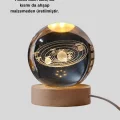 BUĞZ USB Bağlantılı Işıklı Kristal Küre Modern Ahşap Tabanlı Dekor