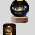 BUĞZ USB Bağlantılı Işıklı Kristal Küre Modern Ahşap Tabanlı Dekor