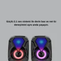 BUĞZ USB Bağlantılı RGB 2.1 Hoparlör Seti Derin Bas ve Renkli Işık - Lisinya