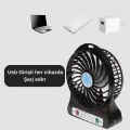  USB Girişli Taşınabilir Masaüstü Mini Fan – 3 Kademeli Hız, Şarjlı, Işıklı, Sessiz Çalışma