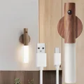 BUĞZ USB Şarjlı Sensörlü Mıknatıslı Ahşap Görünümlü Taşınabilir Duvar Aplik