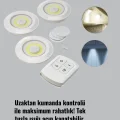  Uzaktan Kumandalı 3 Lü Kablosuz Led Spot Lamba Seti Yapışkanlı Pratik Kullanım