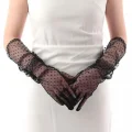 BUĞZ Uzun Boy Siyah Puantiyeli Siyah Renk Yetişkin Tül Eldiven 55 Cm Bx40
