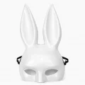 BUĞZ Uzun Kulaklı Beyaz Lüks Tavşan Maskesi