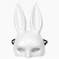 BUĞZ Uzun Kulaklı Beyaz Lüks Tavşan Maskesi