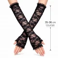 BUĞZ Uzun Zarif Dantel Eldiven Parmaksız Siyah 35 Cm Bx40