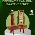BUĞZ Vintage Kum Saati + Deniz Feneri Modeli – Ahşap Gövdeli Masa Üstü Dekor