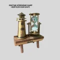 BUĞZ Vintage Kum Saati + Deniz Feneri Modeli – Ahşap Gövdeli Masa Üstü Dekor