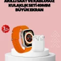 BUĞZ Watch 9 Max Akıllı Saat 45 mm Geniş Ekran Kulaklık Seti