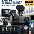BUĞZ WiFi 1080p 3 Kameralı Araç İçi Kamera LCD Ekranlı Gece Görüşlü G Sensörlü Geniş Açılı