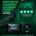  Wifi 1080p Araç içi 3 Kameralı Lcd Ekranlı Gece Görüşlü , G-sensör , Geri Görüş Kamera