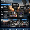 BUĞZ WiFi Destekli 1080p 3 Kameralı Araç İçi Kamera LCD Ekranlı Gece Görüşlü G Sensörlü