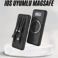 BUĞZ Wireless Powerbank 10000 Mah LED Ekranlı Dahili Kablolu Hızlı Şarj - Lisinya