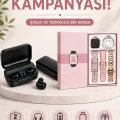BUĞZ Wireless Şarjlı Pembe Akıllı Saat ve Kablosuz Bluetooth Kulaklık Dokunmatik Kontrol