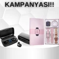 BUĞZ Wireless Şarjlı Pembe Akıllı Saat ve Kablosuz Bluetooth Kulaklık Dokunmatik Kontrol - BUĞZ
