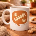 BUĞZ Woof! Köpek Temalı Porselen Kupa Model 54 – Sevimli Patili Tasarım, Kahve & Çay Kupası, Hayvanseverlere Özel Hediye
