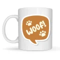 BUĞZ Woof! Köpek Temalı Porselen Kupa Model 54 – Sevimli Patili Tasarım, Kahve & Çay Kupası, Hayvanseverlere Özel Hediye