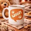 BUĞZ Woof! Köpek Temalı Porselen Kupa Model 54 – Sevimli Patili Tasarım, Kahve & Çay Kupası, Hayvanseverlere Özel Hediye