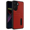 BUĞZ Xiaomi Poco X7 Pro Kılıf Sara Kartvizitli Deri Kılıf - Kırmızı