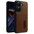 BUĞZ Xiaomi Poco X7 Pro Kılıf Sara Kartvizitli Deri Kılıf - Taba
