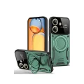 BUĞZ Xiaomi Redmi 13c Kılıf Joy Lens Standlı Kapak - Koyu Yeşil