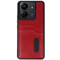 BUĞZ Xiaomi Redmi 13c Kılıf Sara Kartvizitli Deri Kılıf - Kırmızı