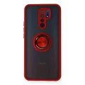 BUĞZ Xiaomi Redmi 9 Kılıf Montreal Yüzüklü Silikon Kapak - Kırmızı