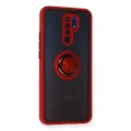 BUĞZ Xiaomi Redmi 9 Kılıf Montreal Yüzüklü Silikon Kapak - Kırmızı