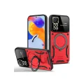 BUĞZ Xiaomi Redmi Note 11 Pro Kılıf Joy Lens Standlı Kapak - Kırmızı