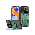 BUĞZ Xiaomi Redmi Note 11 Pro Kılıf Joy Lens Standlı Kapak - Koyu Yeşil