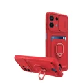 BUĞZ Xiaomi Redmi Note 13 4g Kılıf Zuma Kartvizitli Yüzüklü Silikon - Kırmızı