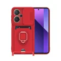 BUĞZ Xiaomi Redmi Note 13 Pro Plus Kılıf Zuma Kartvizitli Yüzüklü Silikon - Kırmızı