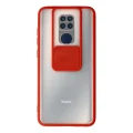 BUĞZ Xiaomi Redmi Note 9 Kılıf Palm Buzlu Kamera Sürgülü Silikon - Kırmızı
