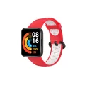 BUĞZ Xiaomi Redmi Watch 2 Spor Delikli Kordon - Kırmızı-beyaz