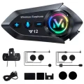 BUĞZ Y12  Motor Kask Kulaklık Rgb Modlu Radyolu Motosiklet Kulaklık 5.3 Bluetooth Intercom