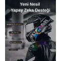 BUĞZ Y21 Rgb Işık Efektli Intercom Bluetooth Motosiklet Kask Kulaklığı Intercom Kulaklık